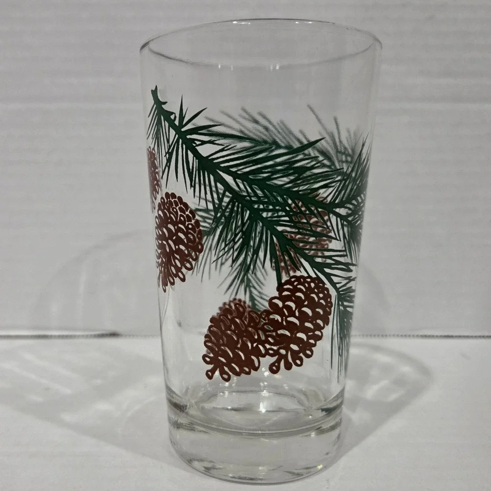 Vintage Boscul Peanut Butter Glass Pine Cone Pattern Tumbler 5 Inch Tall